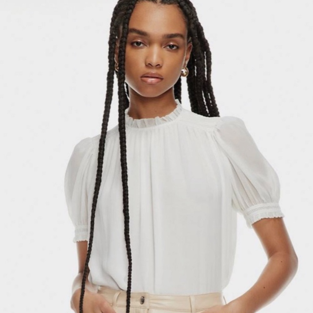 Wilfred White Ruffle Puff Sleeve Blouse